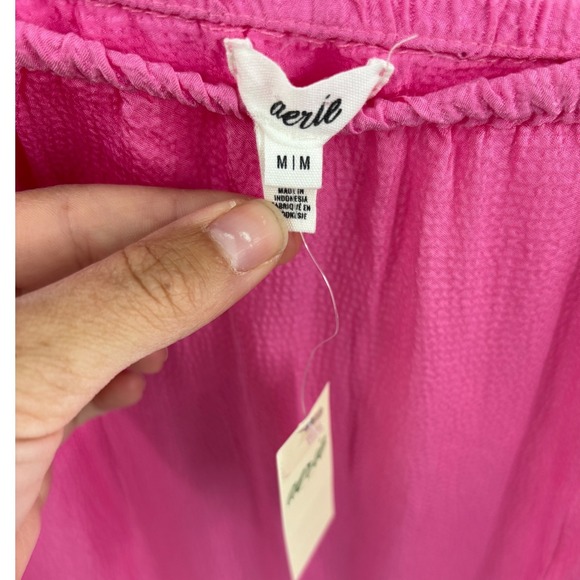 Aerie Womens Pink Lace Trim Midi Skirt Elastic Waist Side Slit Size Medium - Picture 2 of 3